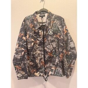 Crooks & Castles Jacket Mens Large Brown Tree Camo Zip Shacket Castles Applique
